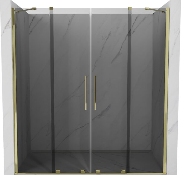 Mexen Velar Duo, tolózuhanyajtó 200 cm-es nyitáshoz, 8 mm-es szürke üveg, arany fényes, 871-200-000-42-50