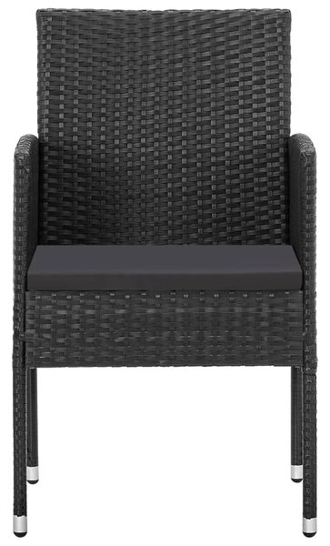 5 részes fekete polyrattan és acél kerti étkezőgarnitúra