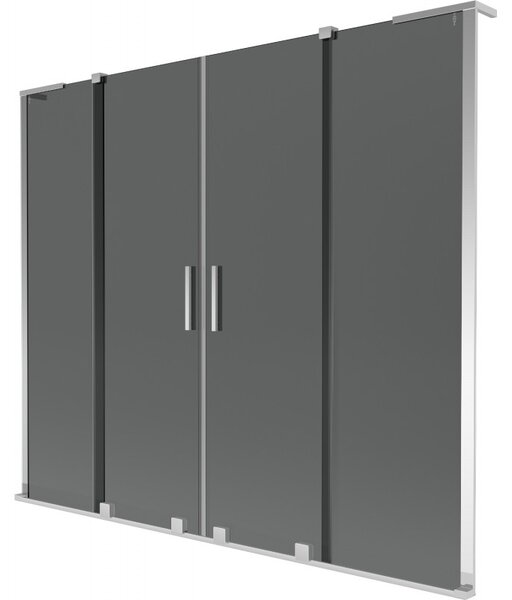 Mexen Velar L Duo, 2 szárnyas eltolható kádparaván 170 x 150 cm, 8mm szürke üveg, króm, 896-170-003-42-01
