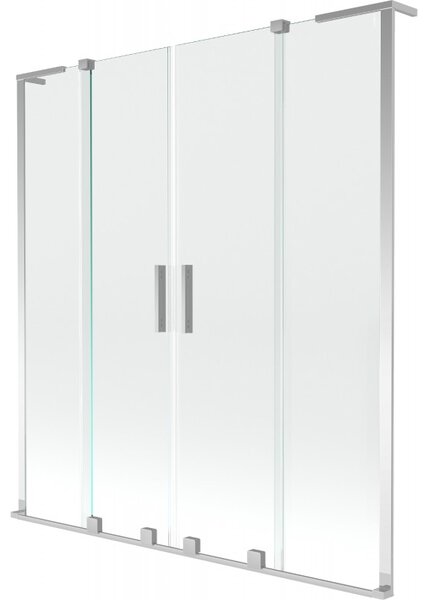 Mexen Velar L Duo, 2 szárnyas eltolható kádparaván 150 x 150 cm, 8mm átlátszó üveg, króm, 896-150-003-02-01