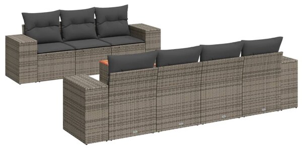 8 részes szürke polyrattan kerti ülőgarnitúra párnákkal