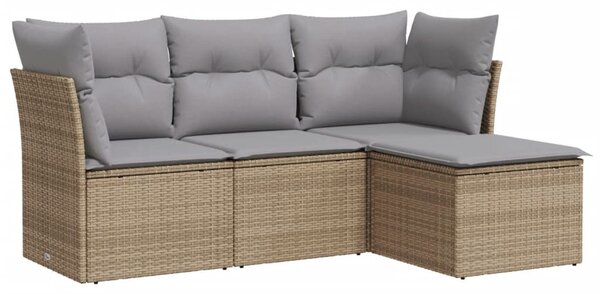 4 részes bézs polyrattan kerti ülőgarnitúra párnákkal