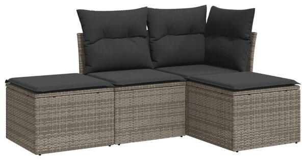 4 részes szürke polyrattan kerti ülőgarnitúra párnákkal