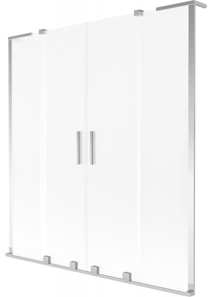 Mexen Velar L Duo, 2 szárnyú eltolható kádparaván 140 x 150 cm, 8 mm-es mattüveg, króm, 896-140-003-32-01