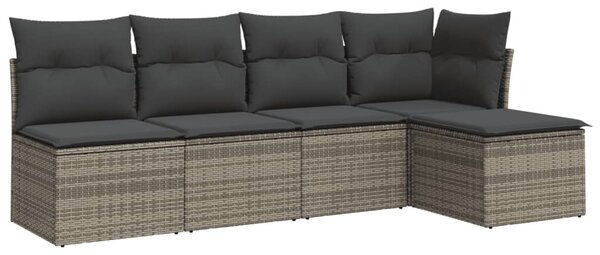 5 részes szürke polyrattan kerti ülőgarnitúra párnákkal