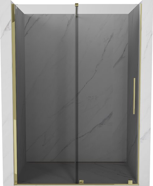 Mexen Velar, tolózuhanyajtó nyitáshoz 140 cm, 8mm szürke üveg, arany fényes, 871-140-000-41-50