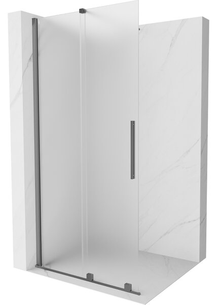 Mexen Velar, zuhany paraván tolóajtóval Walk-in 100 x 200 cm, 8 mm-es matt üveg, polírozott grafit, 871-100-000-33-95