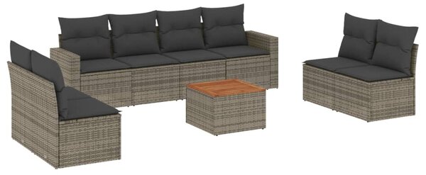 9 részes szürke polyrattan kerti ülőgarnitúra párnákkal