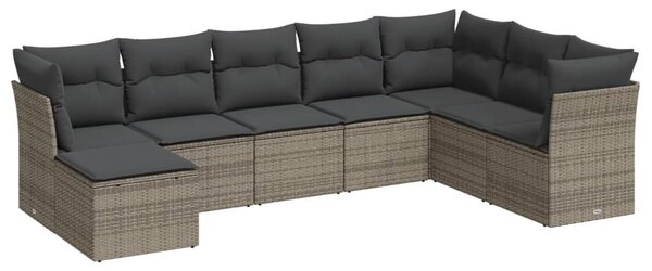 8 részes szürke polyrattan kerti ülőgarnitúra párnákkal