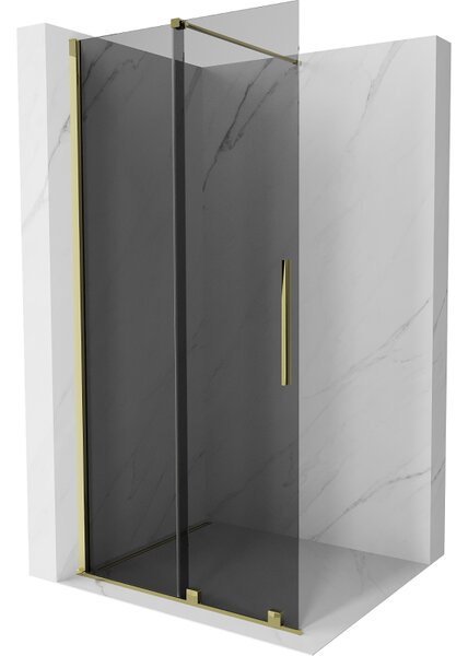 Mexen Velar, zuhany paraván tolóajtóval Walk-in 100 x 200 cm, 8mm szürke üveg, arany fényes, 871-100-000-43-50