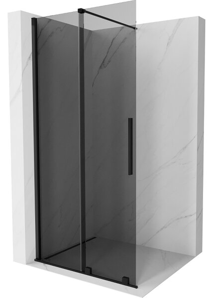 Mexen Velar, zuhany paraván tolóajtóval Walk-in 70 x 200 cm, 8mm szürke üveg, fekete matt, 871-070-000-43-70