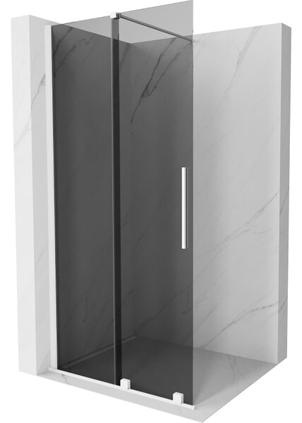 Mexen Velar, zuhany paraván tolóajtóval Walk-in 70 x 200 cm, 8mm szürke üveg, fehér matt, 871-070-000-43-20