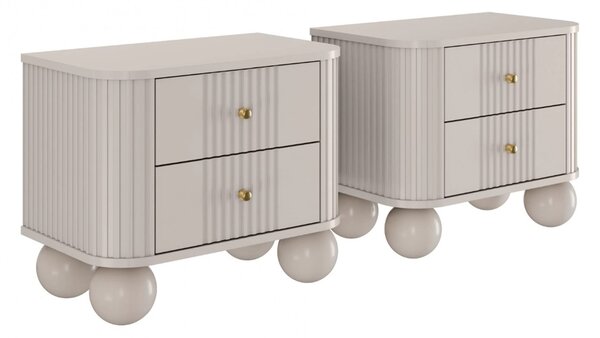 Vesper éjjeliszekrény készlet 56 cm - kasmír / arany fogantyúk / gömb alakú lábak