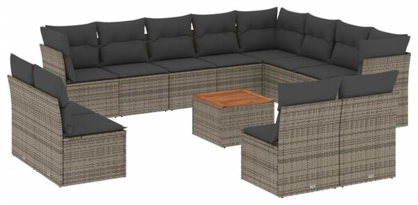 13 részes szürke polyrattan kerti ülőgarnitúra párnákkal