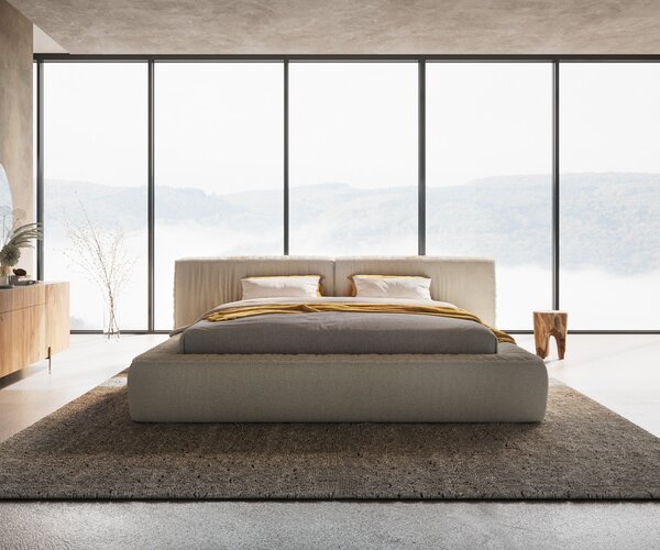 DELIFE Kárpitozott ágy Coperti 180x200 cm bouclé krémfehér