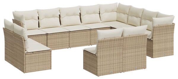 12 részes bézs polyrattan kerti ülőgarnitúra párnákkal