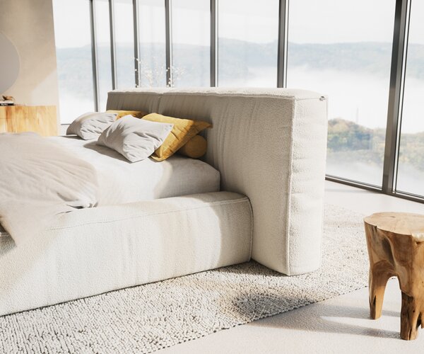 DELIFE Kárpitozott ágy Coperti 180x200 cm bouclé krémfehér