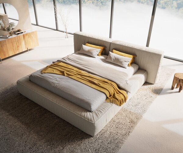 DELIFE Kárpitozott ágy Coperti 180x200 cm bouclé krémfehér