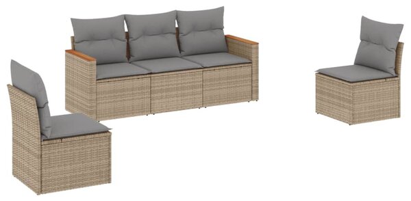 5 részes bézs polyrattan kerti ülőgarnitúra párnákkal