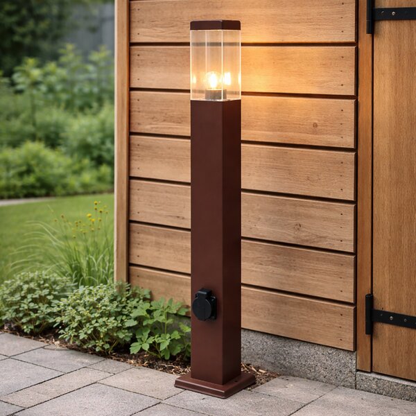 Kültéri lámpa rozsdabarna 80 cm foglalattal IP44 - Malios