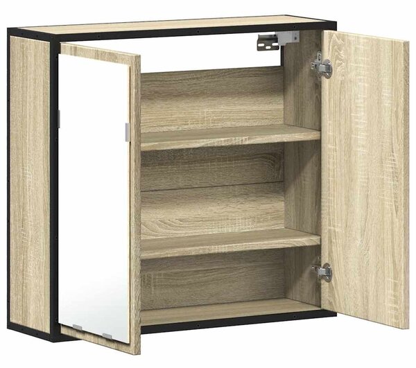 VidaXL sonoma tölgy szerelt fa tükrös fürdőszobaszekrény 65x20x60 cm