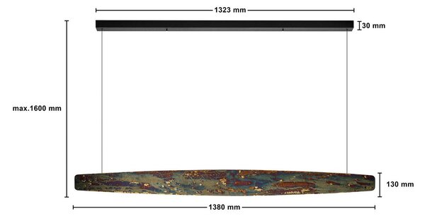 Quitani Persida LED-es függőlámpa, 148 cm, ütőfém, arany, dimmelhető, Bronz / antik sárgaréz, Nappali / Étkező, fém, Indusztriális dizájn