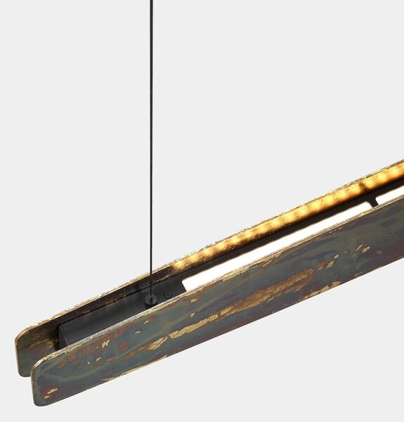 Quitani Persida LED-es függőlámpa, 148 cm, ütőfém, arany, dimmelhető, Bronz / antik sárgaréz, Nappali / Étkező, fém, Indusztriális dizájn