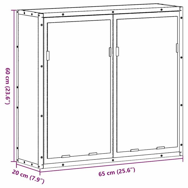 VidaXL füstölt tölgy szerelt fa tükrös fürdőszobaszekrény 65x20x60 cm