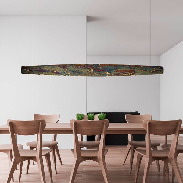 Quitani Persida LED-es függőlámpa, 148 cm, ütőfém, arany, dimmelhető, Bronz / antik sárgaréz, Nappali / Étkező, fém, Indusztriális dizájn