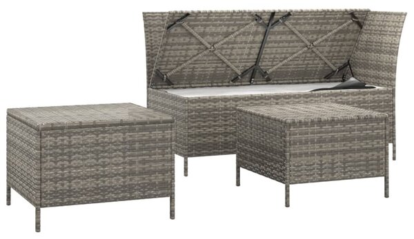 3 részes szürke polyrattan kerti ülőgarnitúra párnákkal