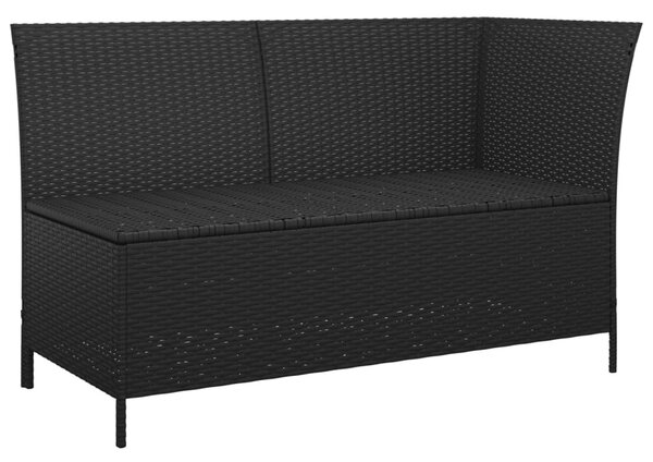 3 részes fekete polyrattan kerti ülőgarnitúra párnákkal