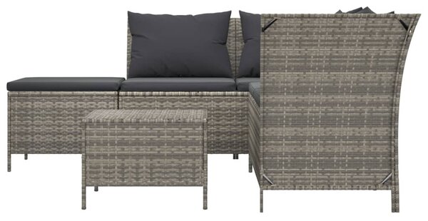 4 részes szürke polyrattan kerti ülőgarnitúra párnákkal