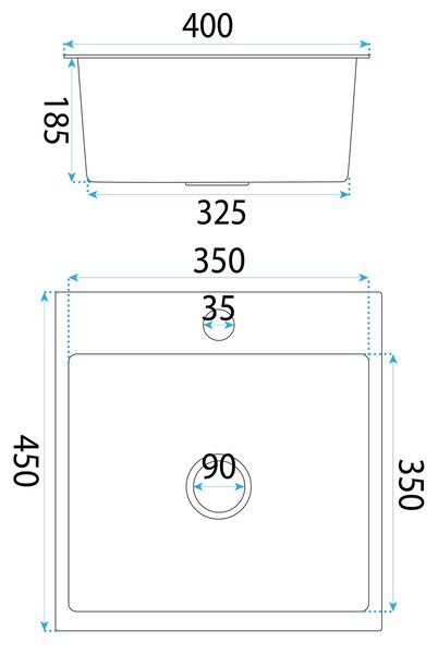 Rea Leo 40, 1 rekeszes rozsdamentes mosogató 400x450x185 mm, matt réz, ZLE-06016