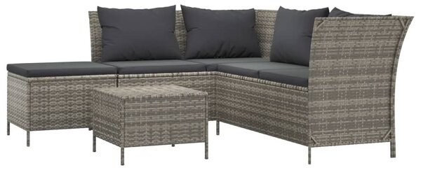 4 részes szürke polyrattan kerti ülőgarnitúra párnákkal
