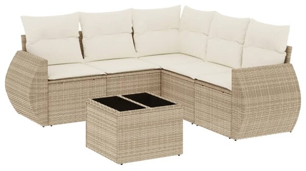 6 részes bézs polyrattan kerti ülőgarnitúra párnával