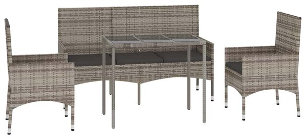4 részes szürke polyrattan kerti ülőgarnitúra párnákkal