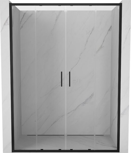 Mexen Exo, 2 szárnyú csúszó 130x200 cm, 6mm átlátszó üveg, fekete profil, 8152-130-000-70-00
