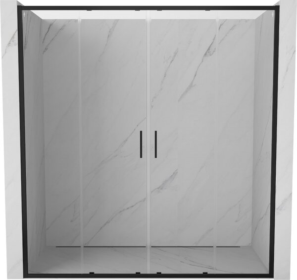 Mexen Exo, 2 szárnyú csúszó 180x200 cm, 6mm átlátszó üveg, fekete profil, 8152-180-000-70-00