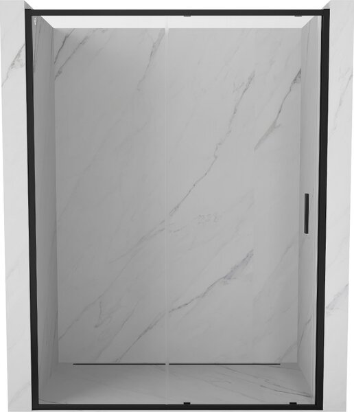 Mexen Exo, nyitható tolóajtó 130x200 cm, 6mm átlátszó üveg, fekete profil, 8151-130-000-70-00