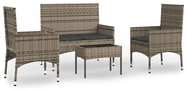 4 részes szürke polyrattan kerti ülőgarnitúra párnákkal