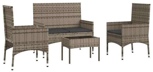 4 részes szürke polyrattan kerti ülőgarnitúra párnákkal