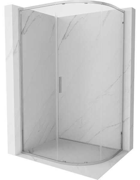 Mexen Exo, aszimmetrikus zuhanykabin tolóajtóval 90 x 80 cm, 6 mm átlátszó üveg, króm profil, 8131-090-080-01-00