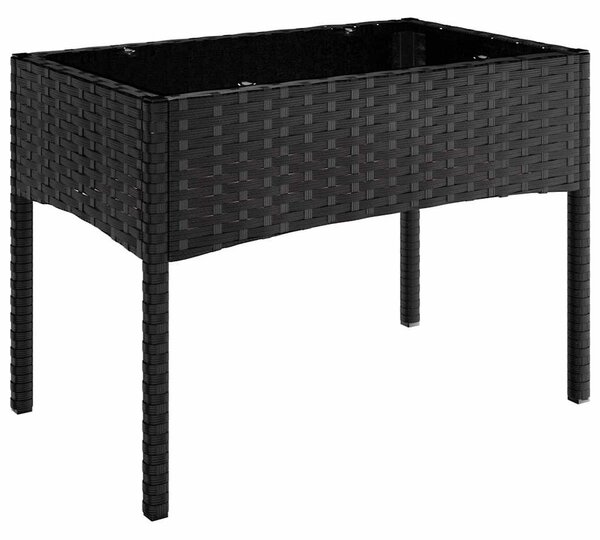 4 részes fekete polyrattan kerti ülőgarnitúra párnákkal