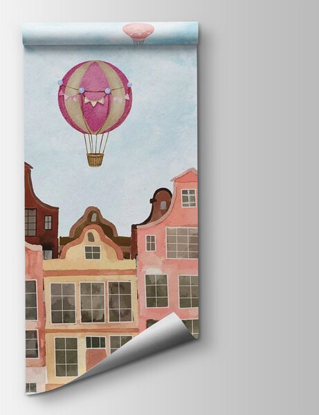 Fotótapéta Épületcsoport hőlégballonokkal, Léggömbös fotótapéta, Népszerű fotótapéta, u71849 - Tapeko.hu