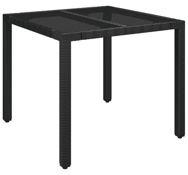 3 részes fekete polyrattan kerti étkezőgarnitúra párnákkal
