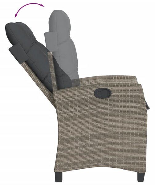 7 részes szürke polyrattan kerti étkezőgarnitúra párnával