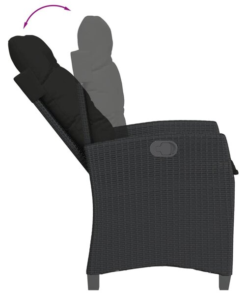 9 részes fekete polyrattan kerti étkezőgarnitúra párnákkal