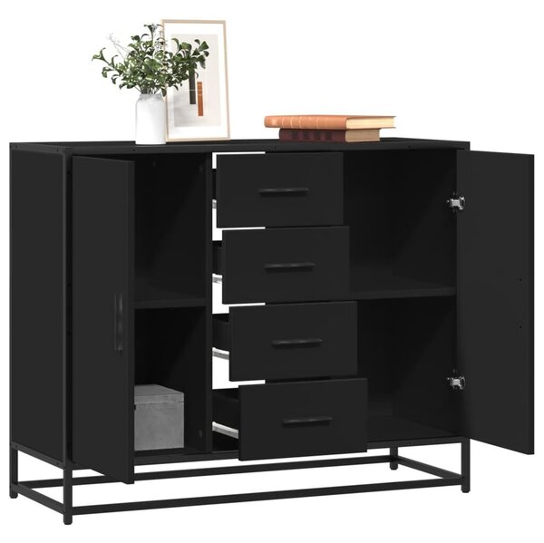 VidaXL fekete szerelt fa tálalószekrény 92 x 35 x 76 cm