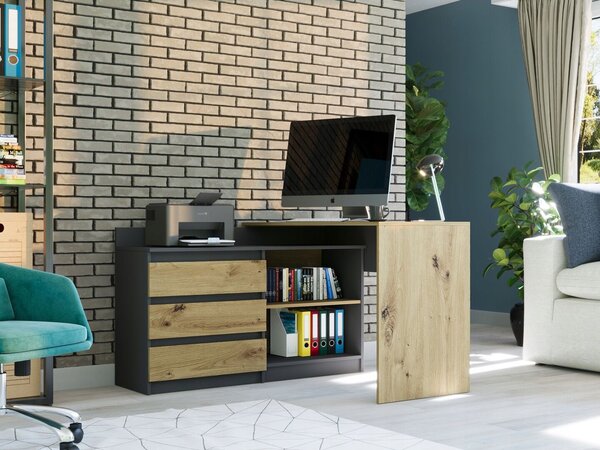 Modern sarok íróasztal és komód szett N15 - artisan - antracit