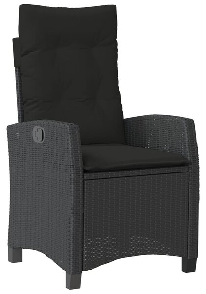5 részes fekete polyrattan kerti étkezőgarnitúra párnákkal